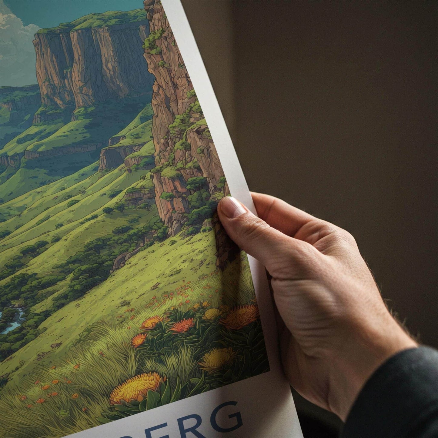 Drakensberg Poster - South Africa Travel Art - Lush Green Valley Wall Decor
