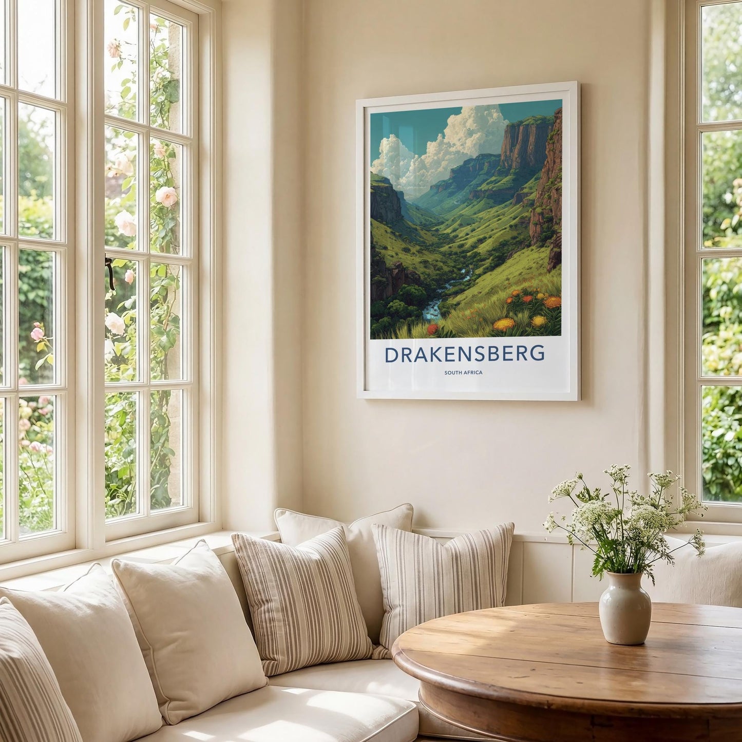 Drakensberg Poster - South Africa Travel Art - Lush Green Valley Wall Decor
