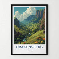 Drakensberg Poster - South Africa Travel Art - Lush Green Valley Wall Decor