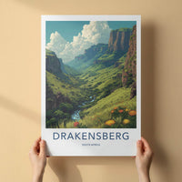 Drakensberg Poster - South Africa Travel Art - Lush Green Valley Wall Decor