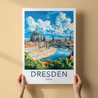 Dresden Poster - Germany Travel Art - Historic River Panorama Home Decor
