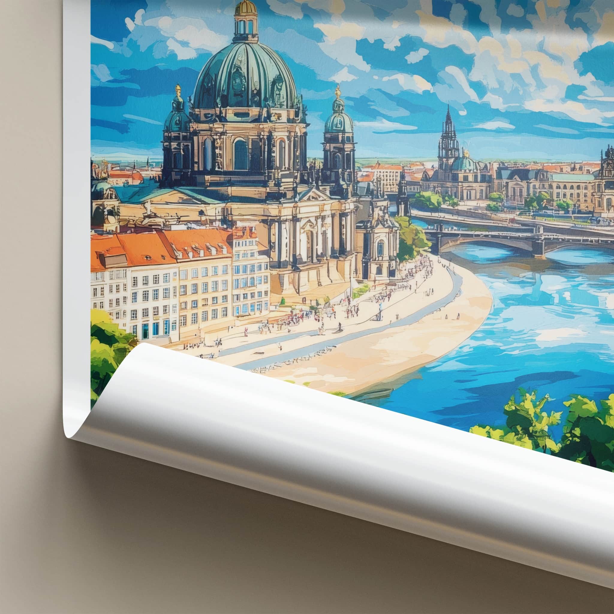 Dresden Poster - Germany Travel Art - Historic River Panorama Home Decor