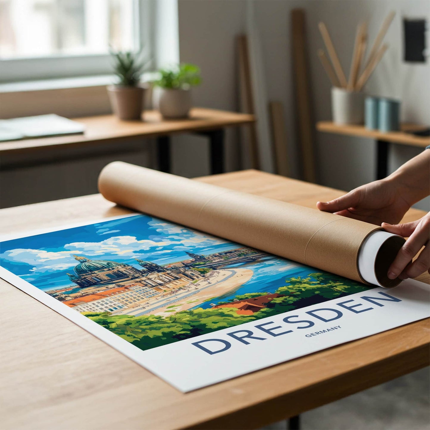 Dresden Poster - Germany Travel Art - Historic River Panorama Home Decor
