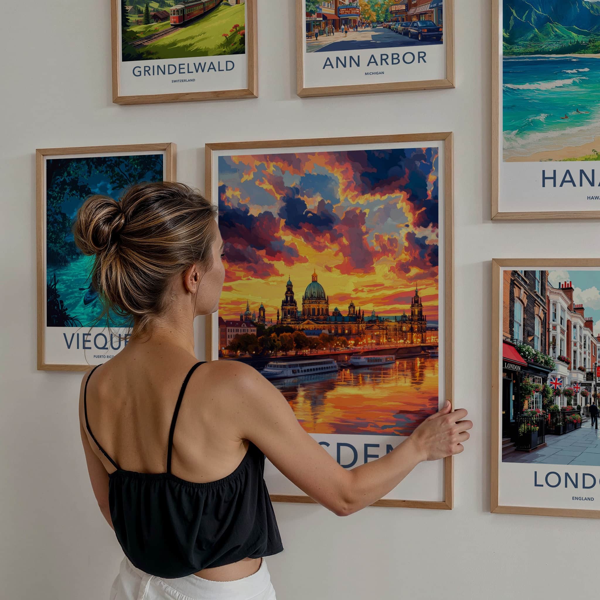 Dresden Poster - Germany Travel Art - Painted Sky City Home Decor