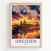 Dresden Poster - Germany Travel Art - Painted Sky City Home Decor