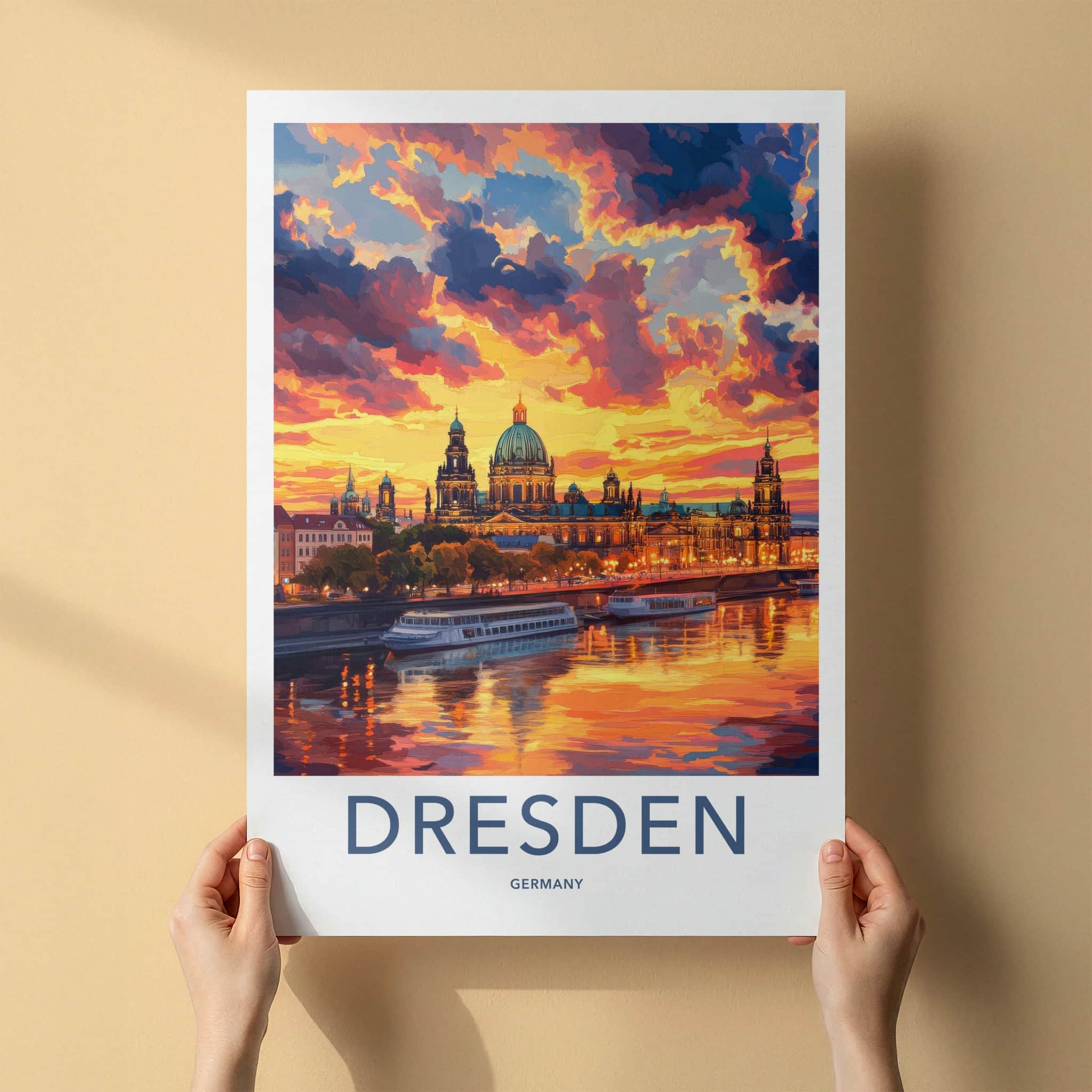 Dresden Poster - Germany Travel Art - Painted Sky City Home Decor