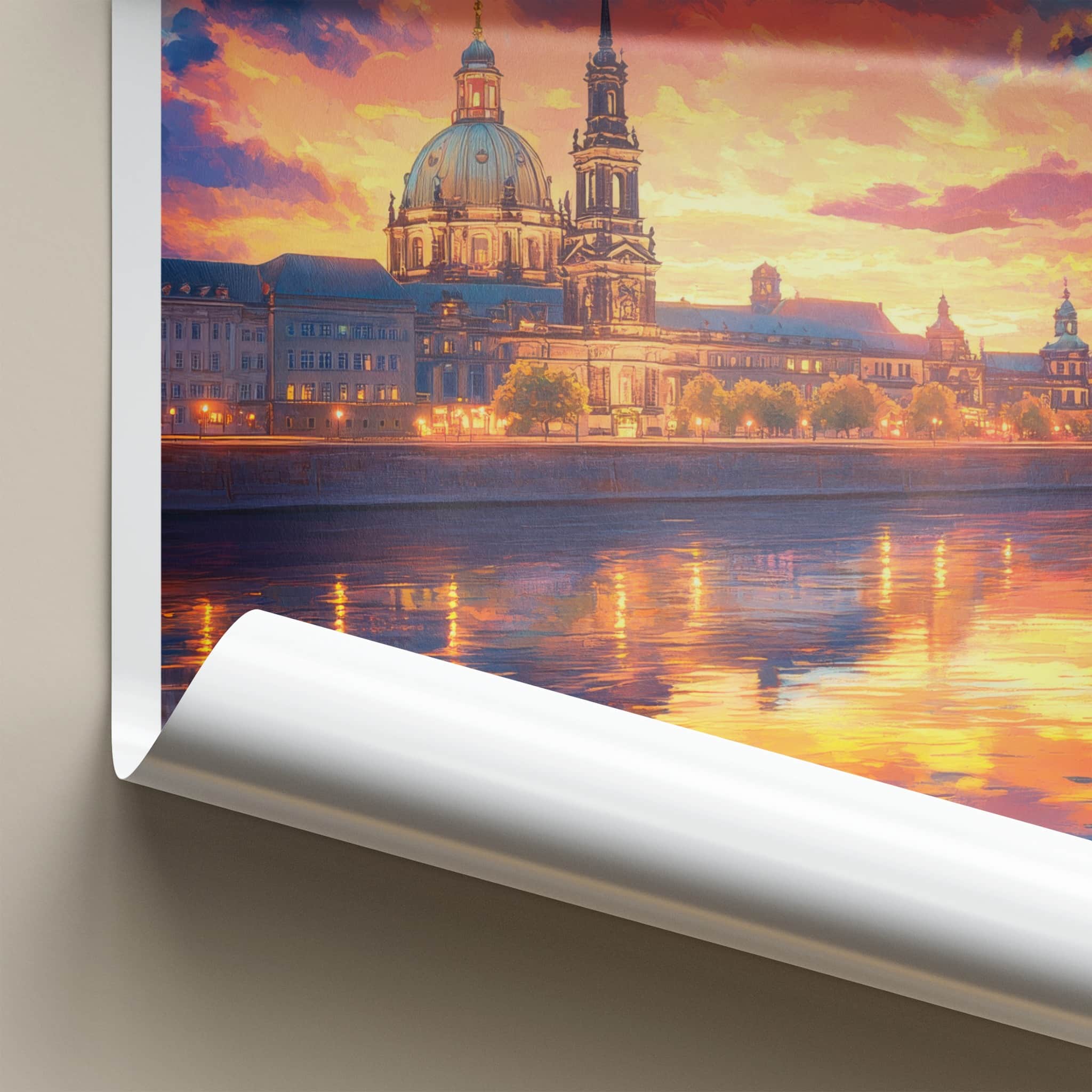 Dresden Poster - Germany Travel Art - Vibrant Sunset City Home Decor