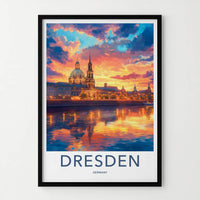 Dresden Poster - Germany Travel Art - Vibrant Sunset City Home Decor