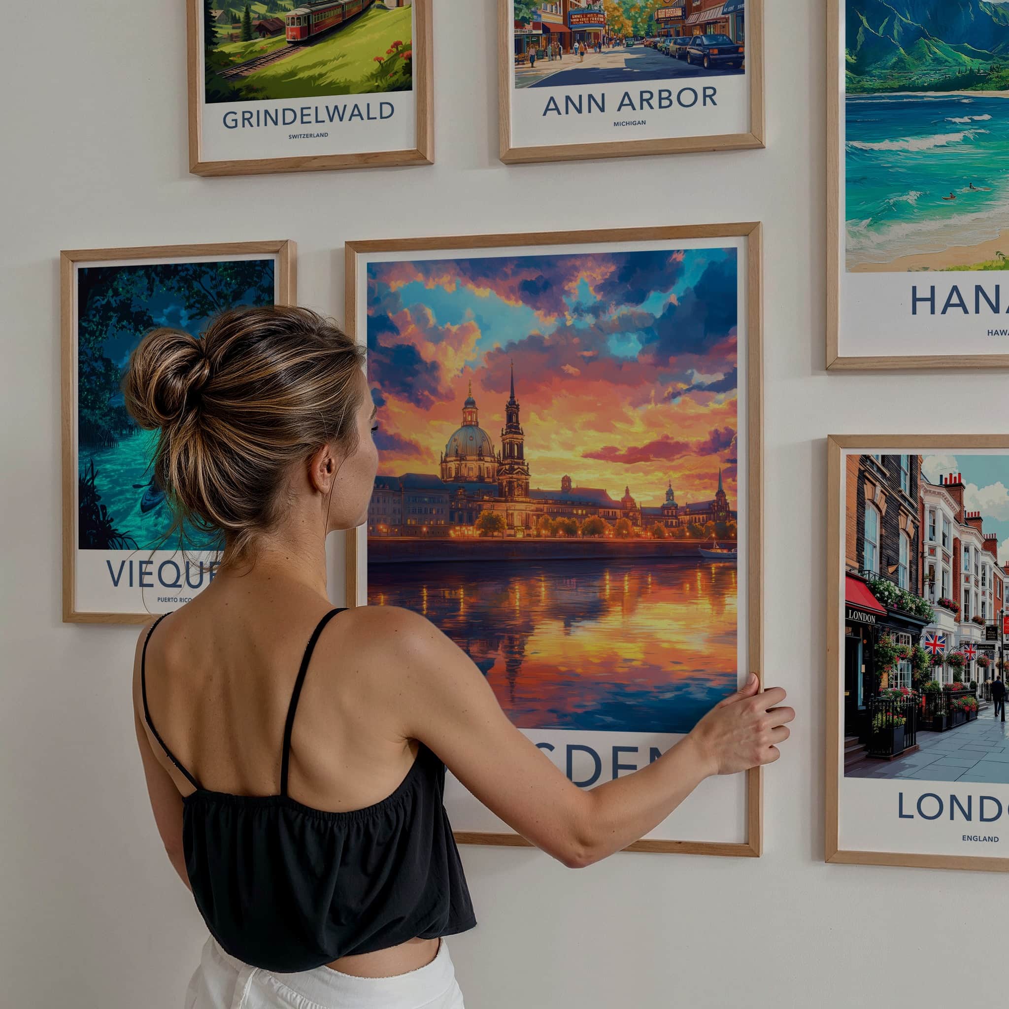 Dresden Poster - Germany Travel Art - Vibrant Sunset City Home Decor