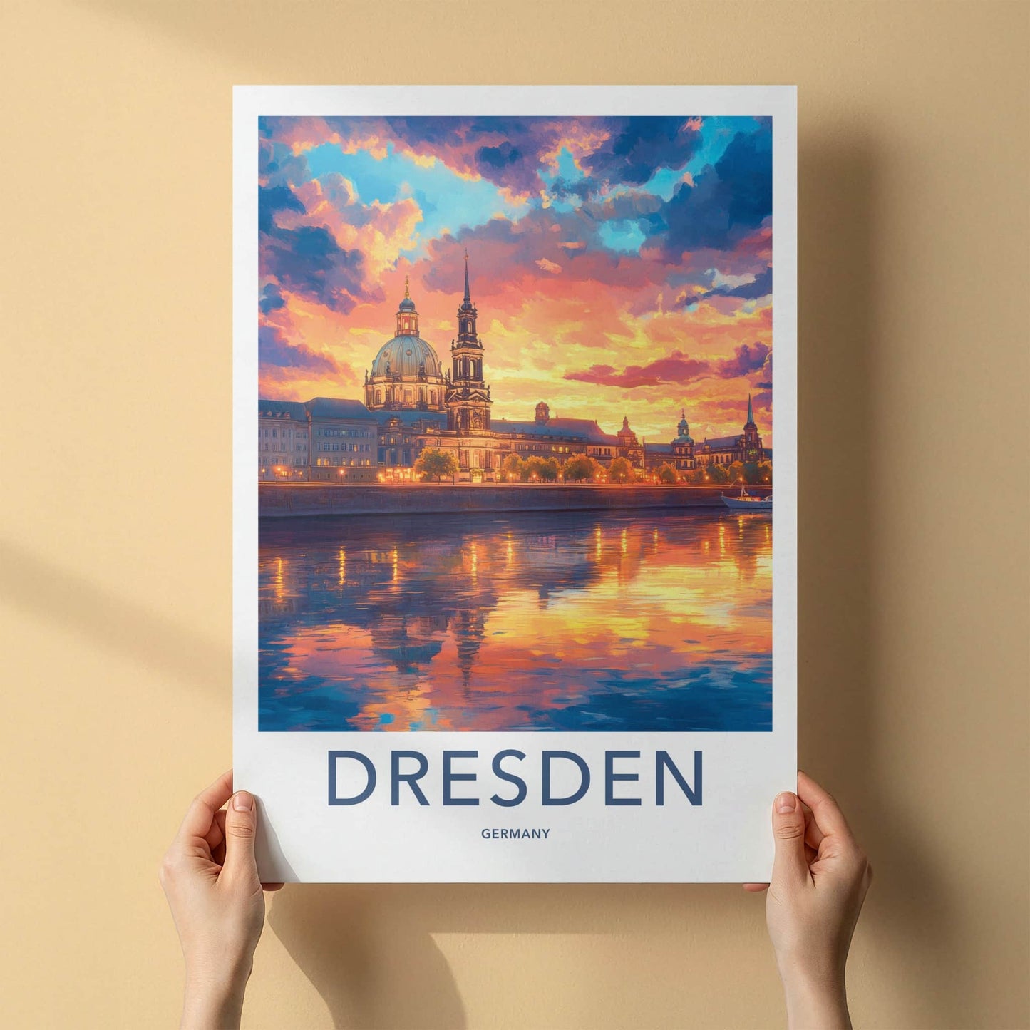Dresden Poster - Germany Travel Art - Vibrant Sunset City Home Decor