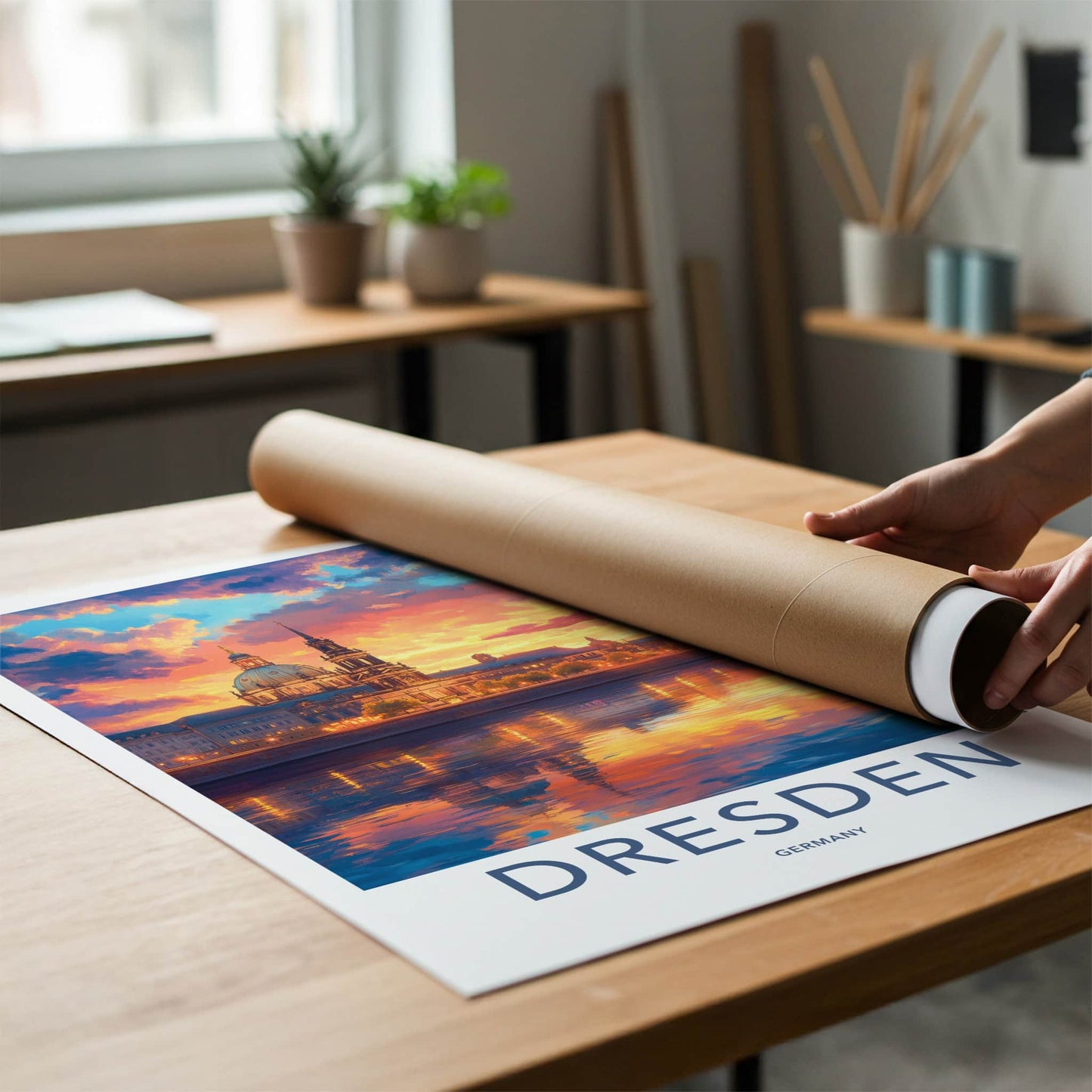 Dresden Poster - Germany Travel Art - Vibrant Sunset City Home Decor