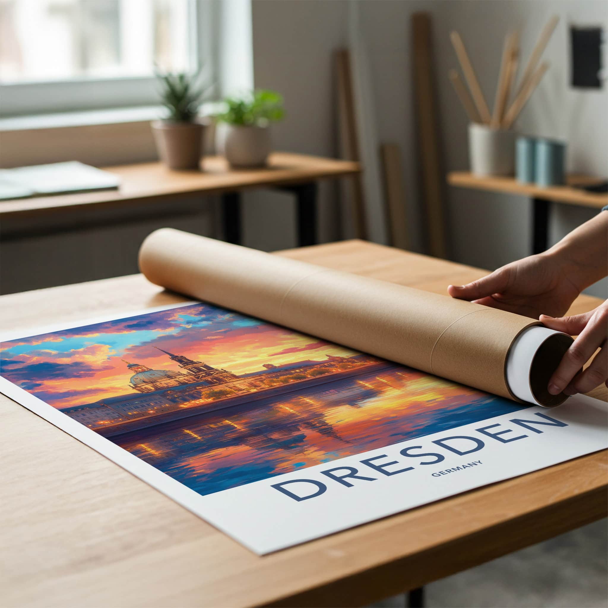 Dresden Poster - Germany Travel Art - Vibrant Sunset City Home Decor