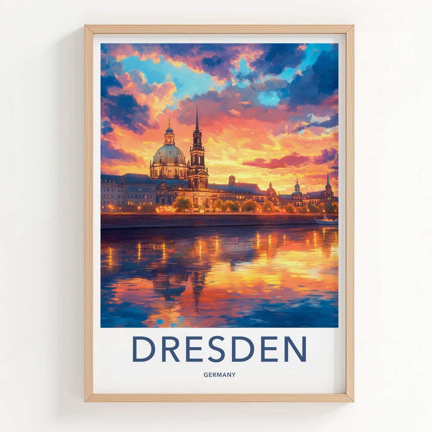 Dresden Poster - Germany Travel Art - Vibrant Sunset City Home Decor