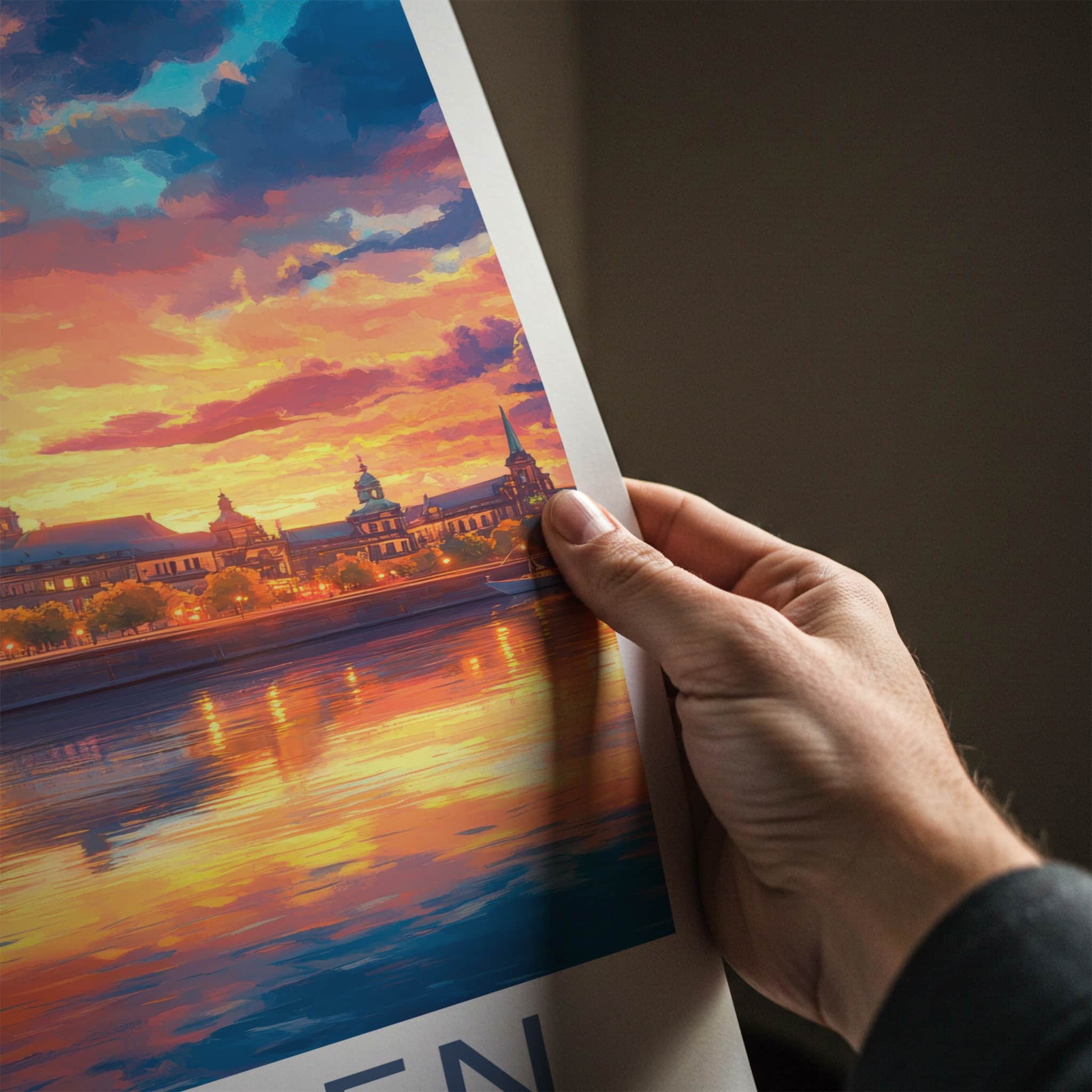 Dresden Poster - Germany Travel Art - Vibrant Sunset City Home Decor