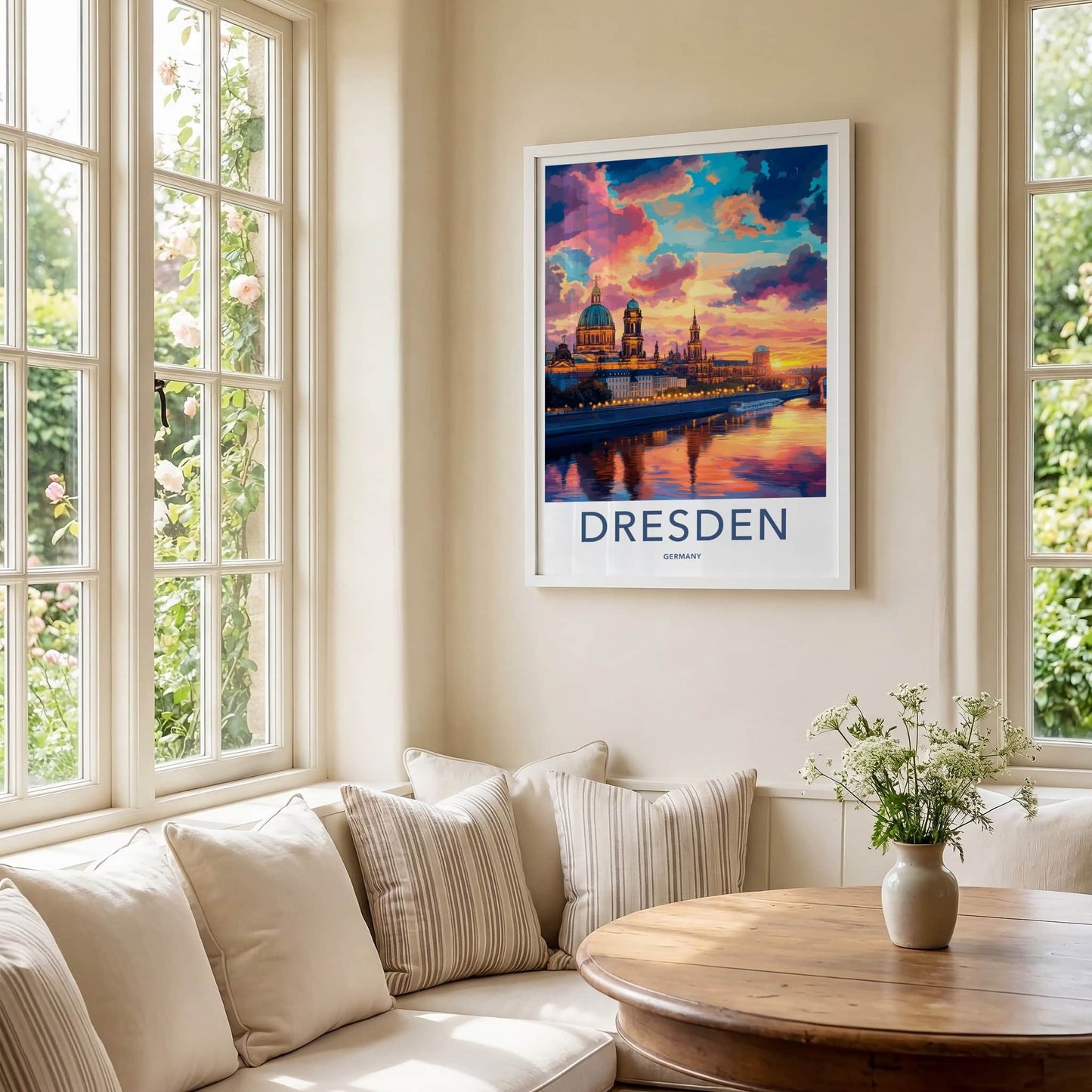 Dresden Poster - Germany Wall Art - Vibrant River Sunset Home Decor