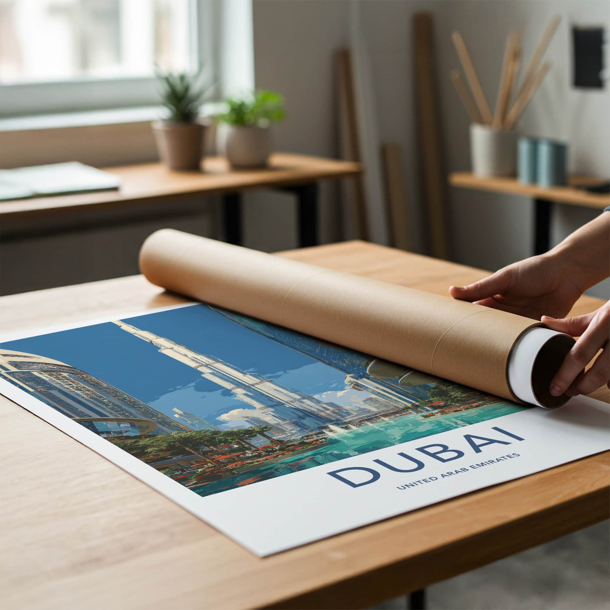 Dubai Poster - United Arab Emirates Tallest Building Travel Art Home Decor