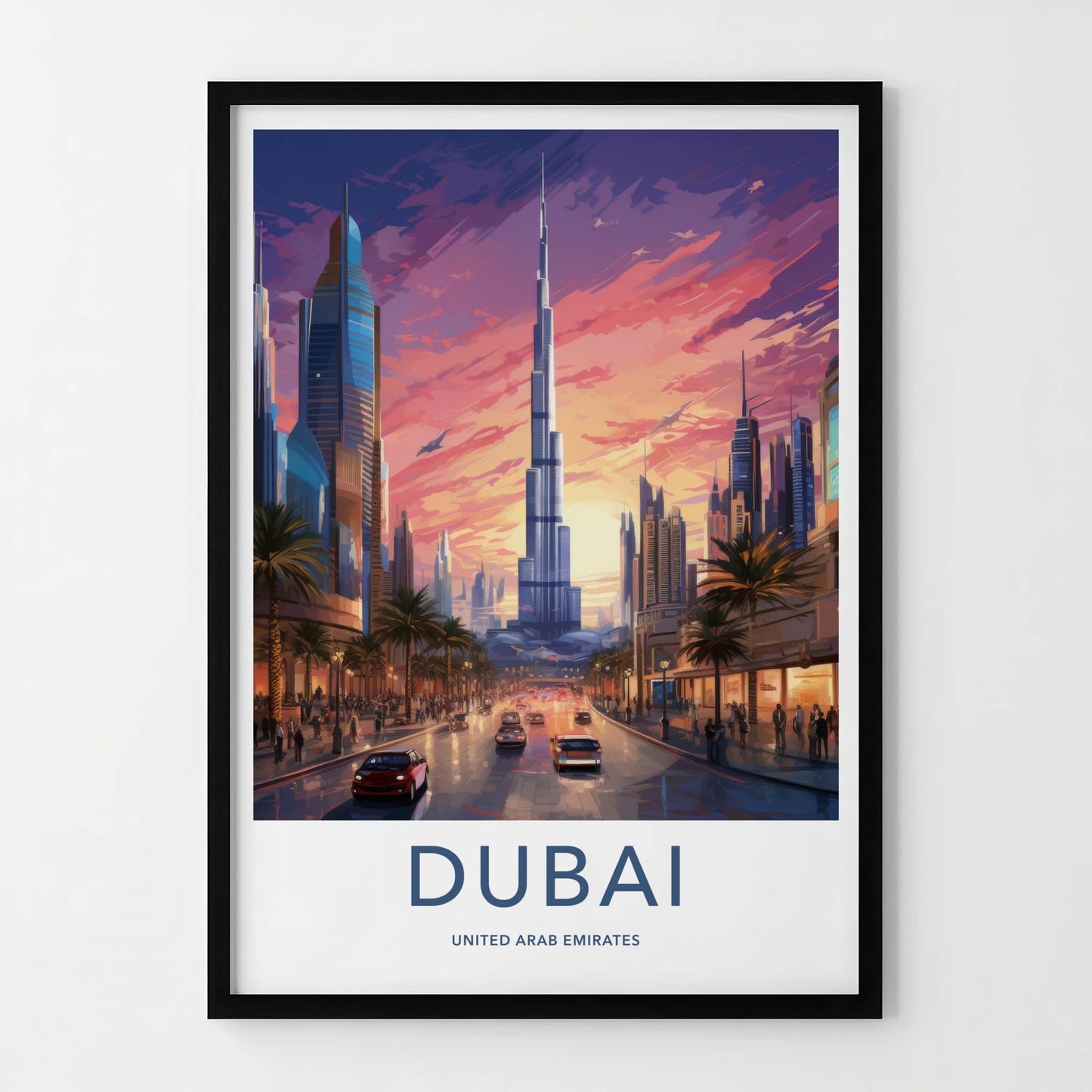 Dubai Poster - United Arab Emirates Travel Art - Burj Khalifa Cityscape Home Decor