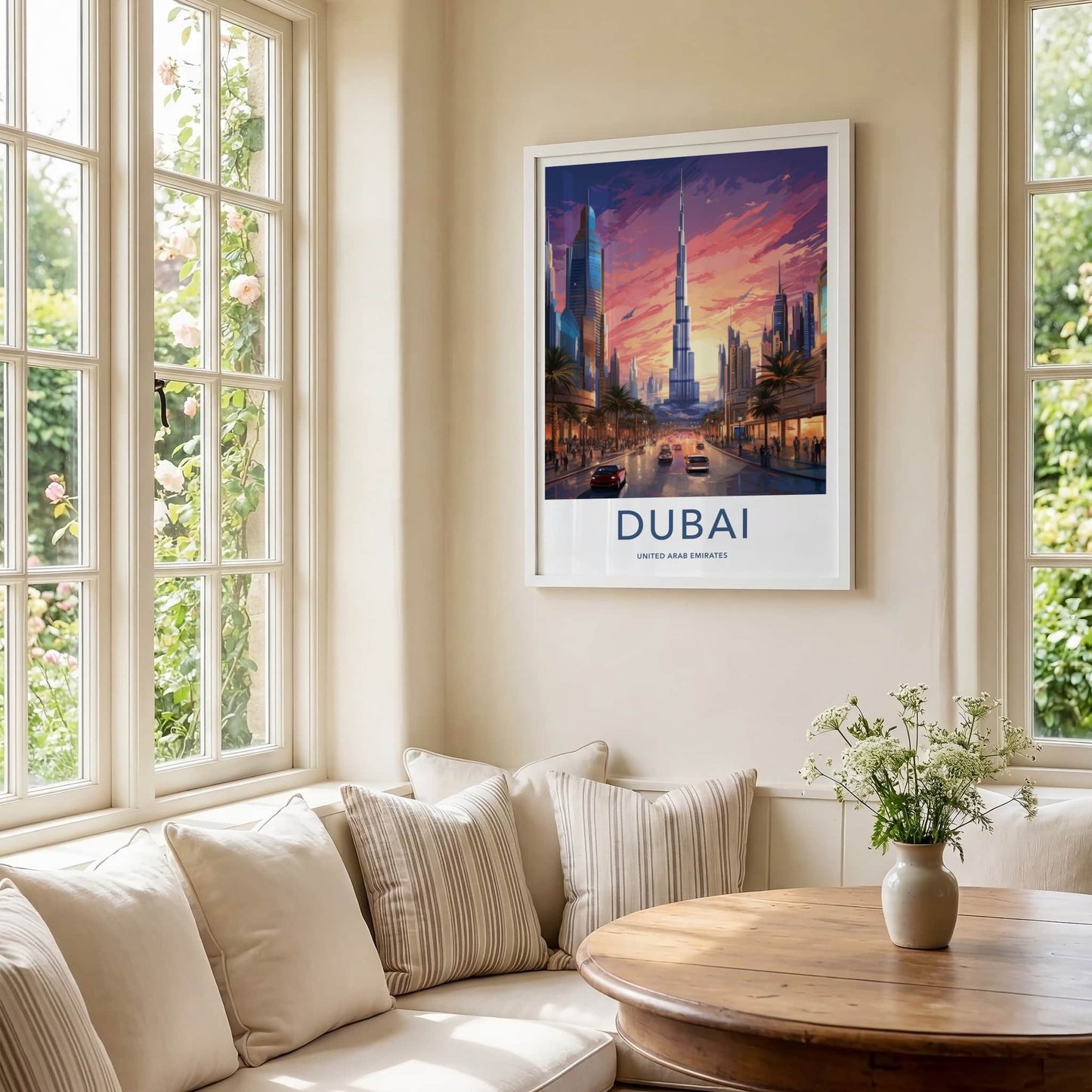 Dubai Poster - United Arab Emirates Travel Art - Burj Khalifa Cityscape Home Decor