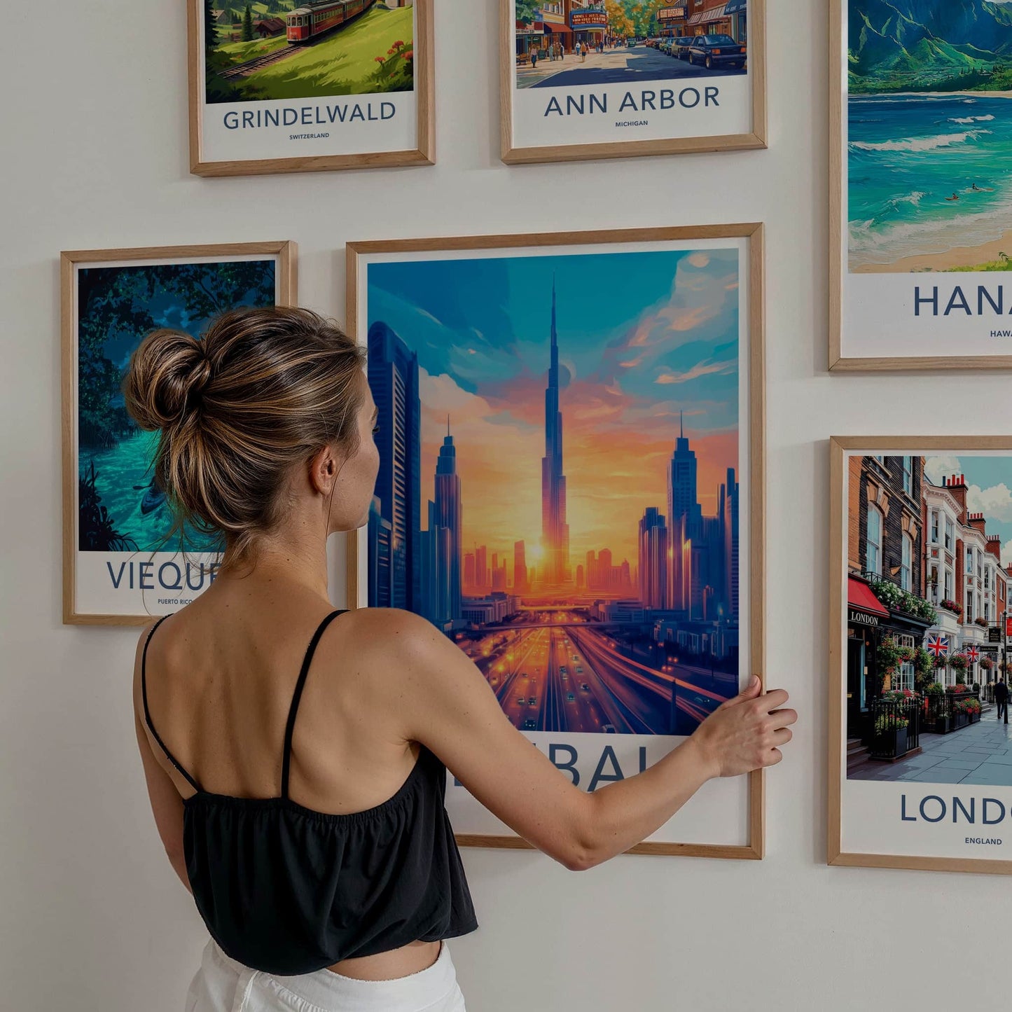 Dubai Poster - United Arab Emirates Travel Art - Cityscape Sunset Highway Home Decor