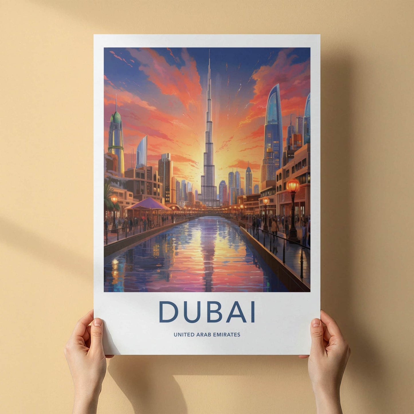Dubai Poster - United Arab Emirates Travel Art - Modern Cityscape Glow Home Decor