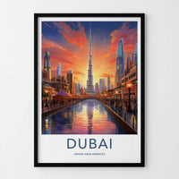 Dubai Poster - United Arab Emirates Travel Art - Modern Cityscape Glow Home Decor