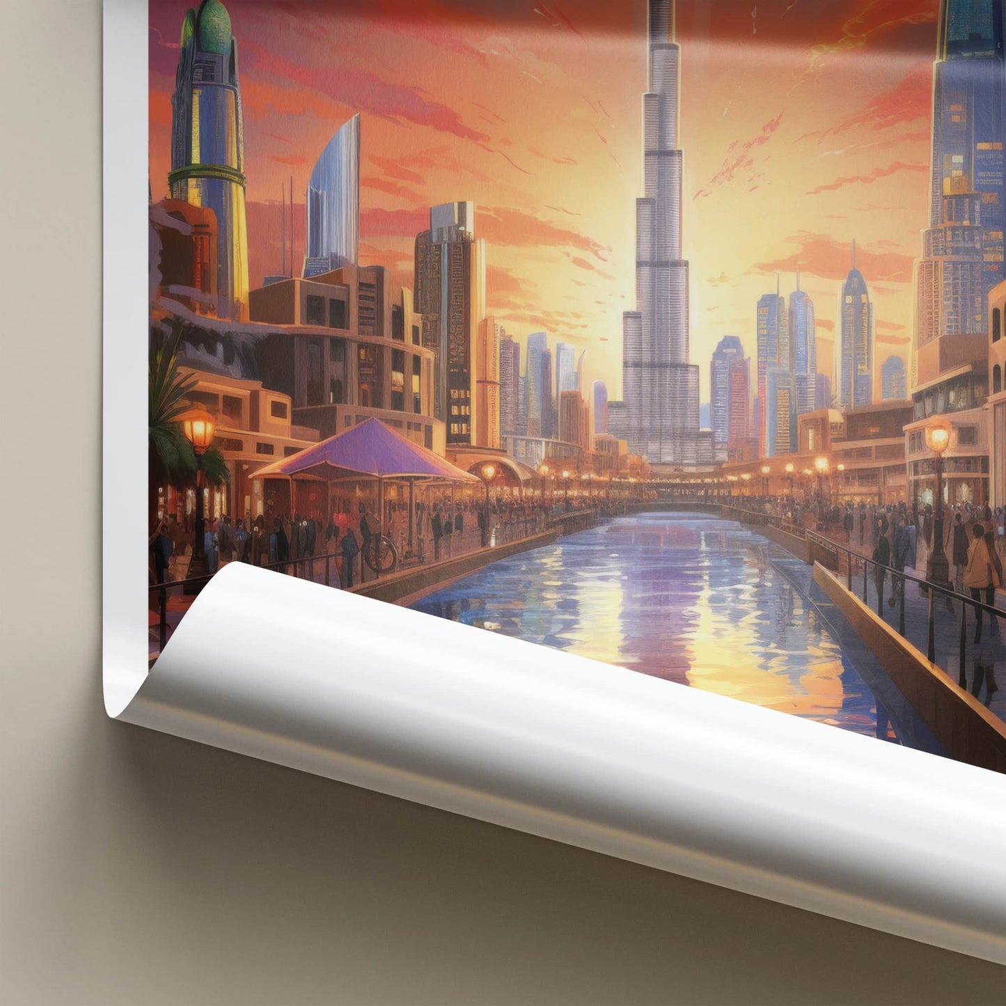 Dubai Poster - United Arab Emirates Travel Art - Modern Cityscape Glow Home Decor