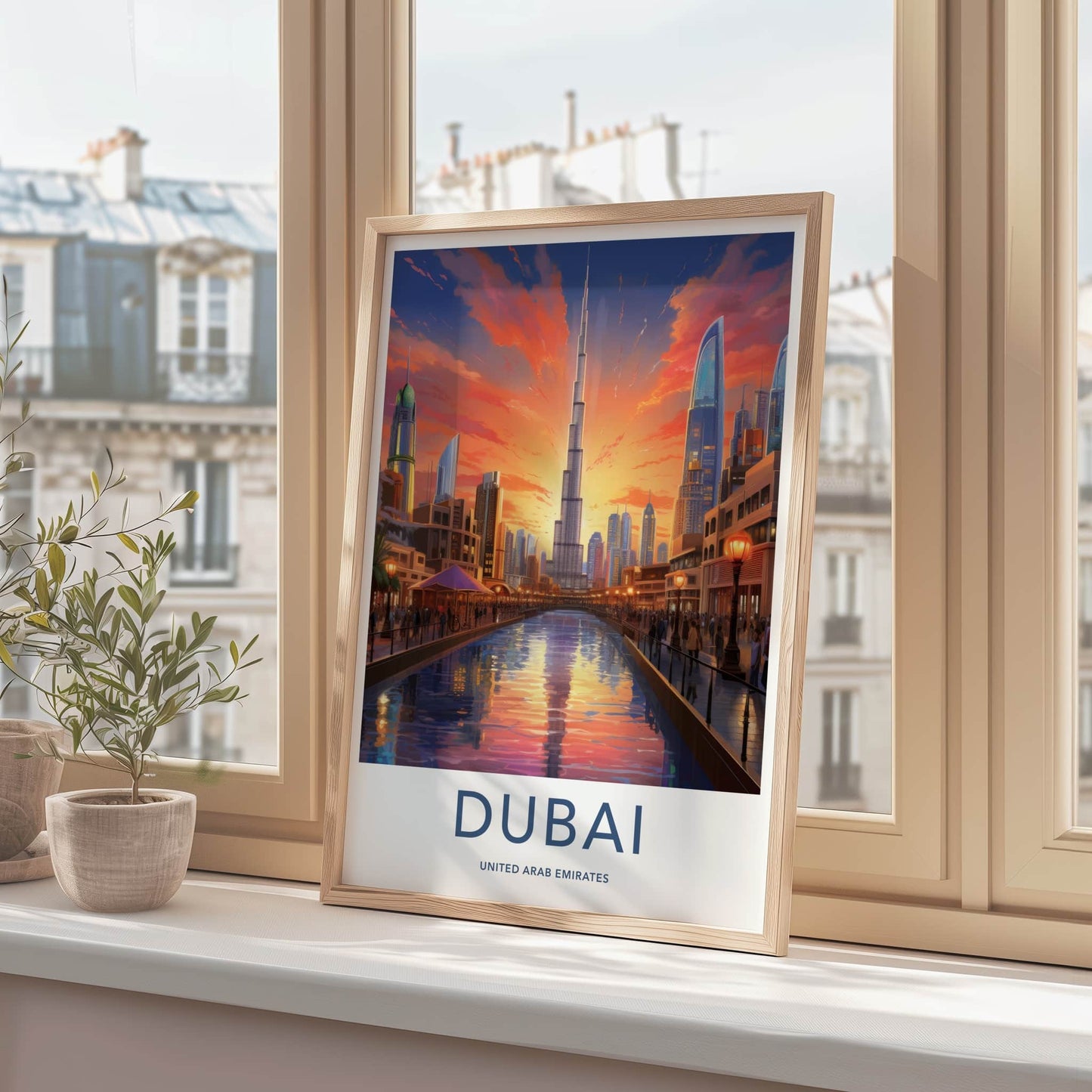 Dubai Poster - United Arab Emirates Travel Art - Modern Cityscape Glow Home Decor