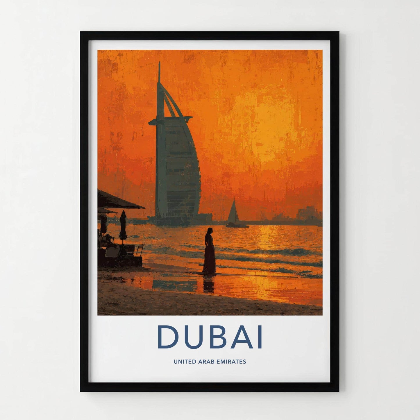 Dubai Poster - United Arab Emirates Travel Art - Sunset Beach Home Decor