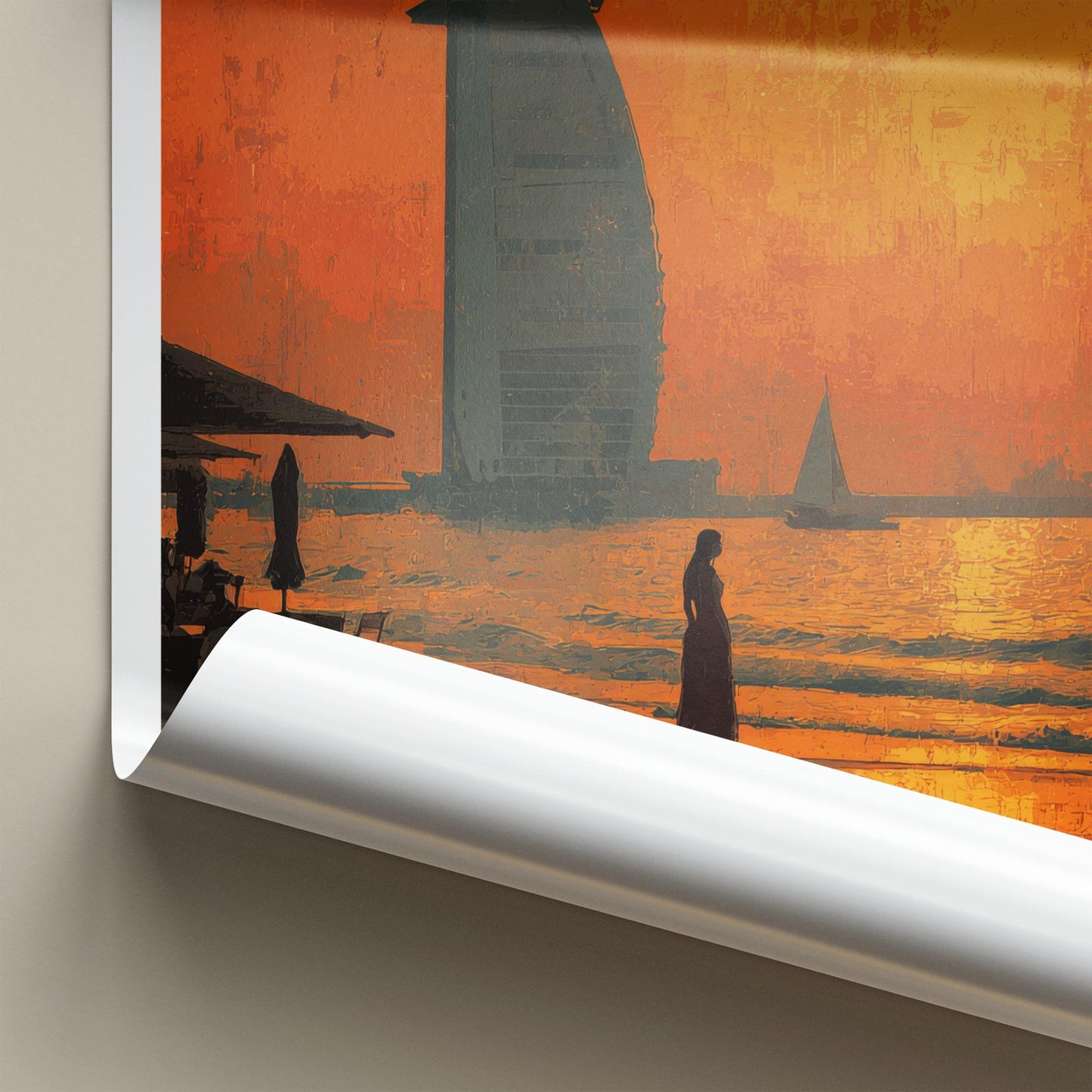 Dubai Poster - United Arab Emirates Travel Art - Sunset Beach Home Decor