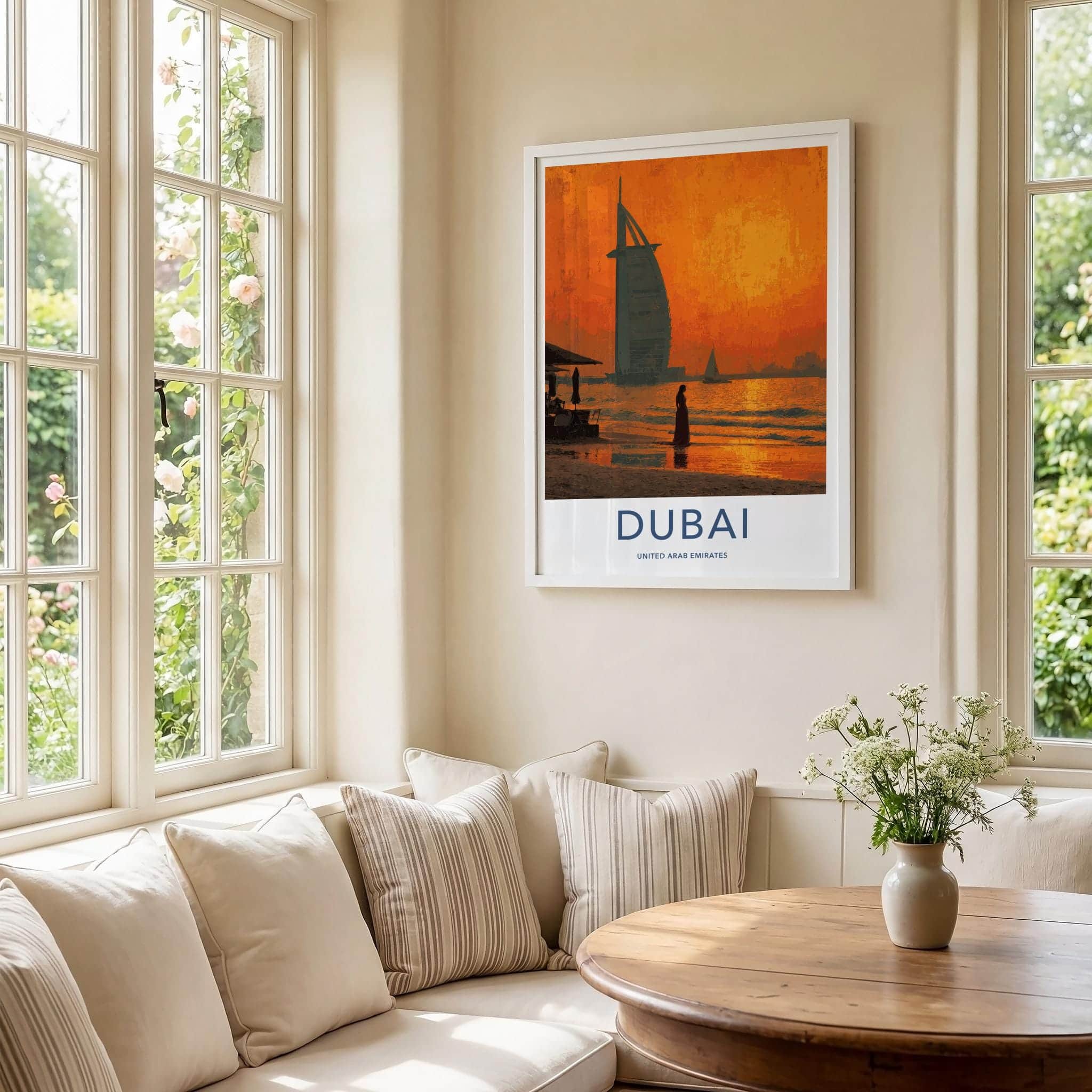 Dubai Poster - United Arab Emirates Travel Art - Sunset Beach Home Decor