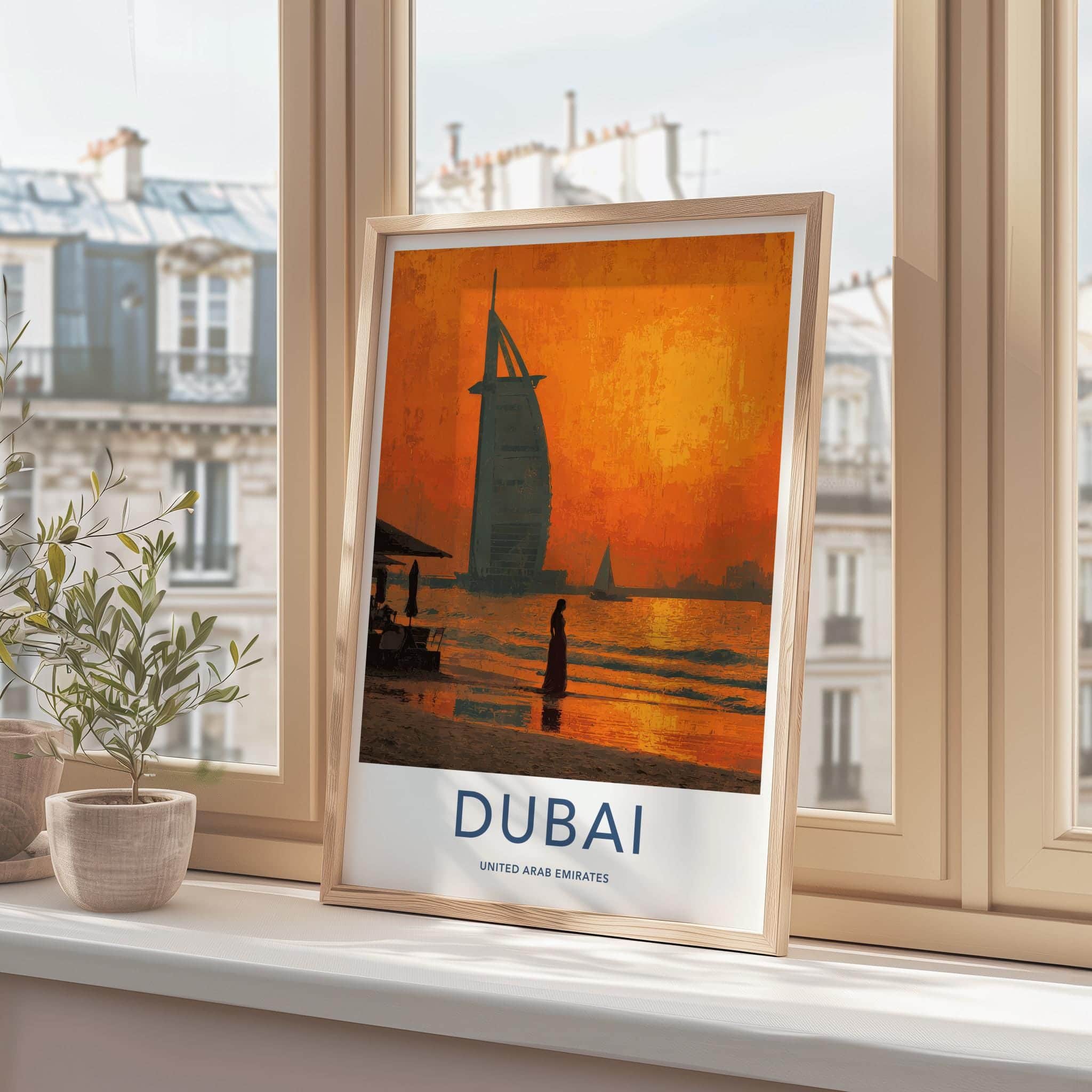 Dubai Poster - United Arab Emirates Travel Art - Sunset Beach Home Decor