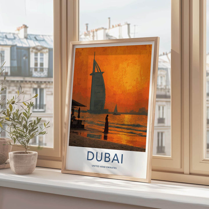 Dubai Poster - United Arab Emirates Travel Art - Sunset Beach Home Decor