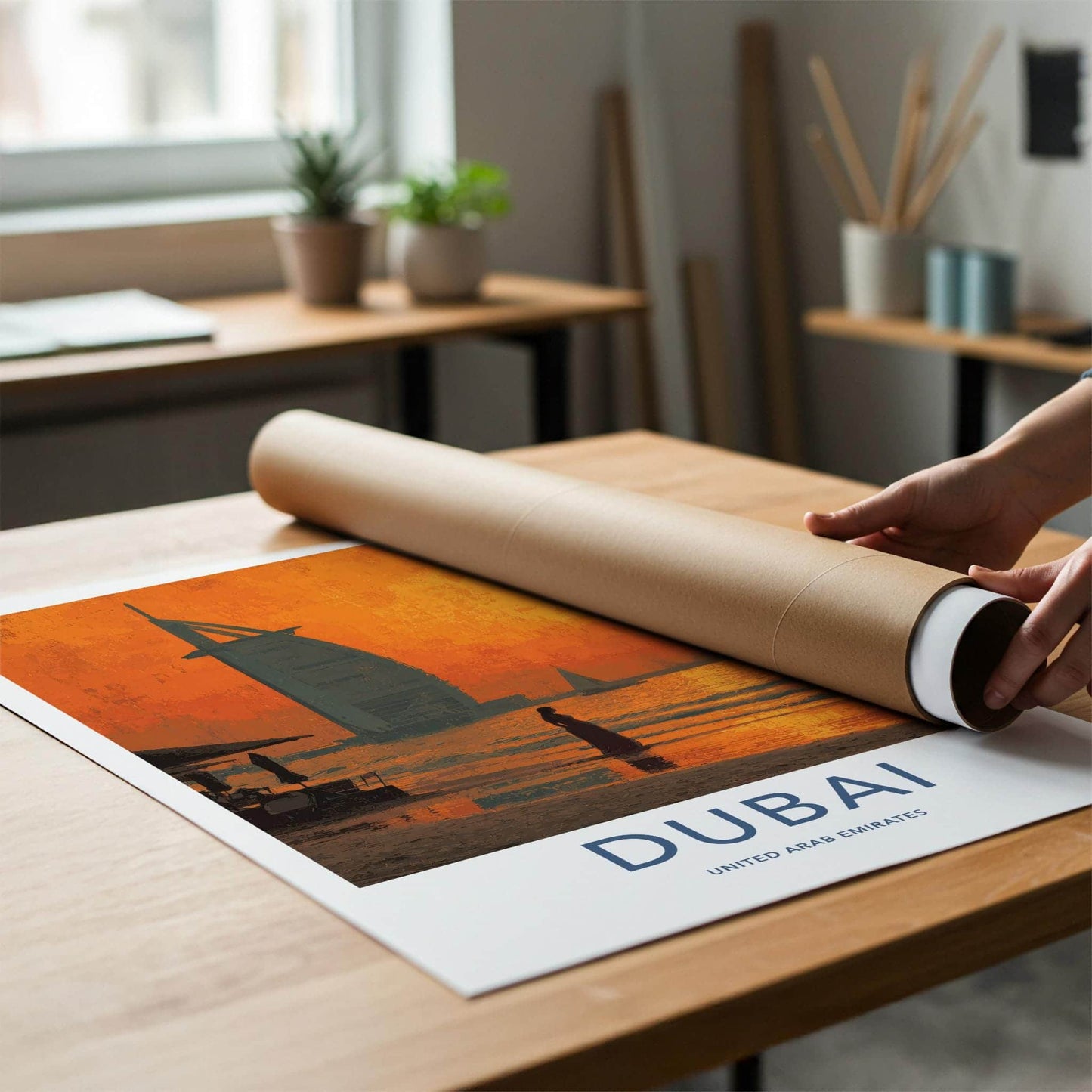 Dubai Poster - United Arab Emirates Travel Art - Sunset Beach Home Decor