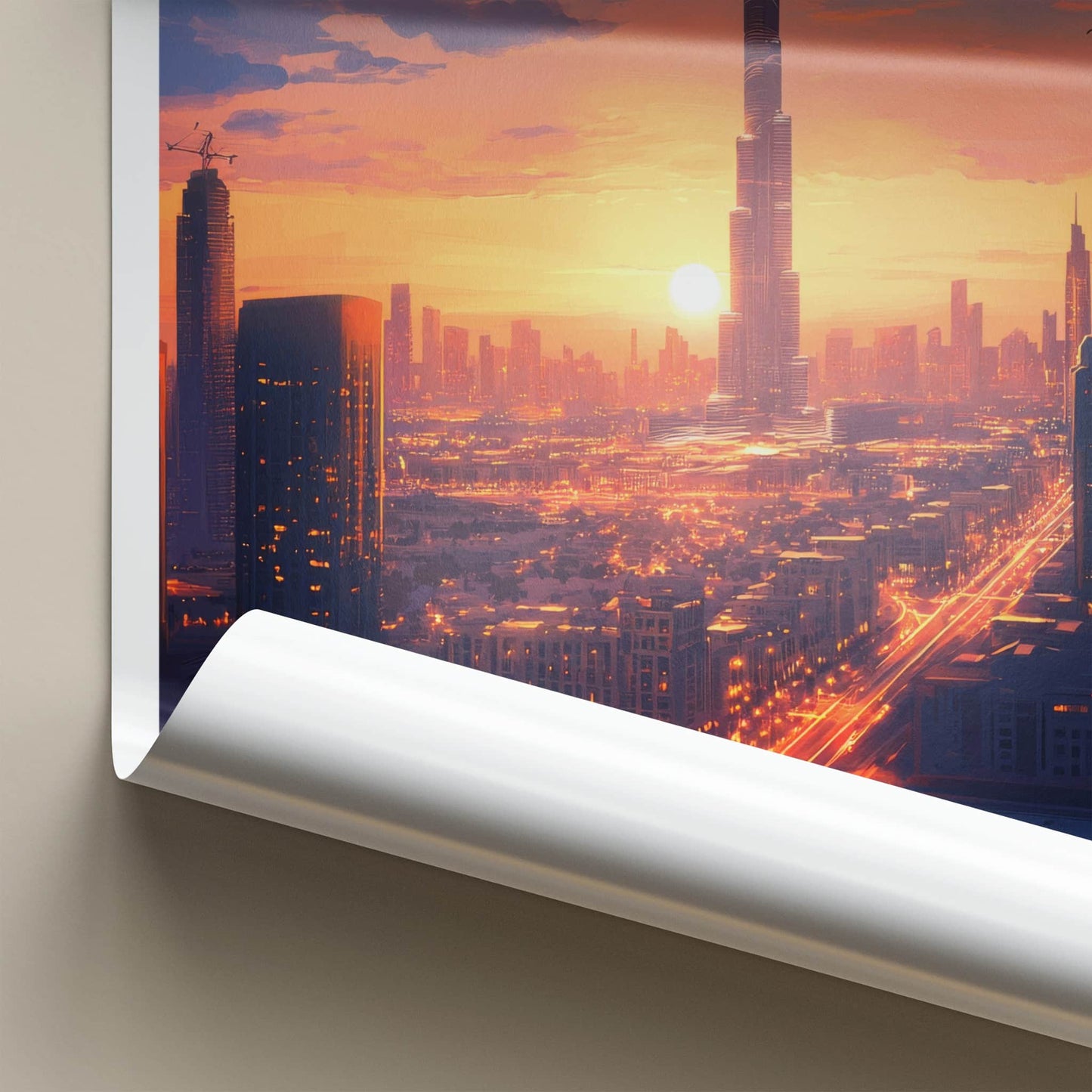 Dubai Poster - United Arab Emirates Travel Art - Sunset Cityscape View Home Decor