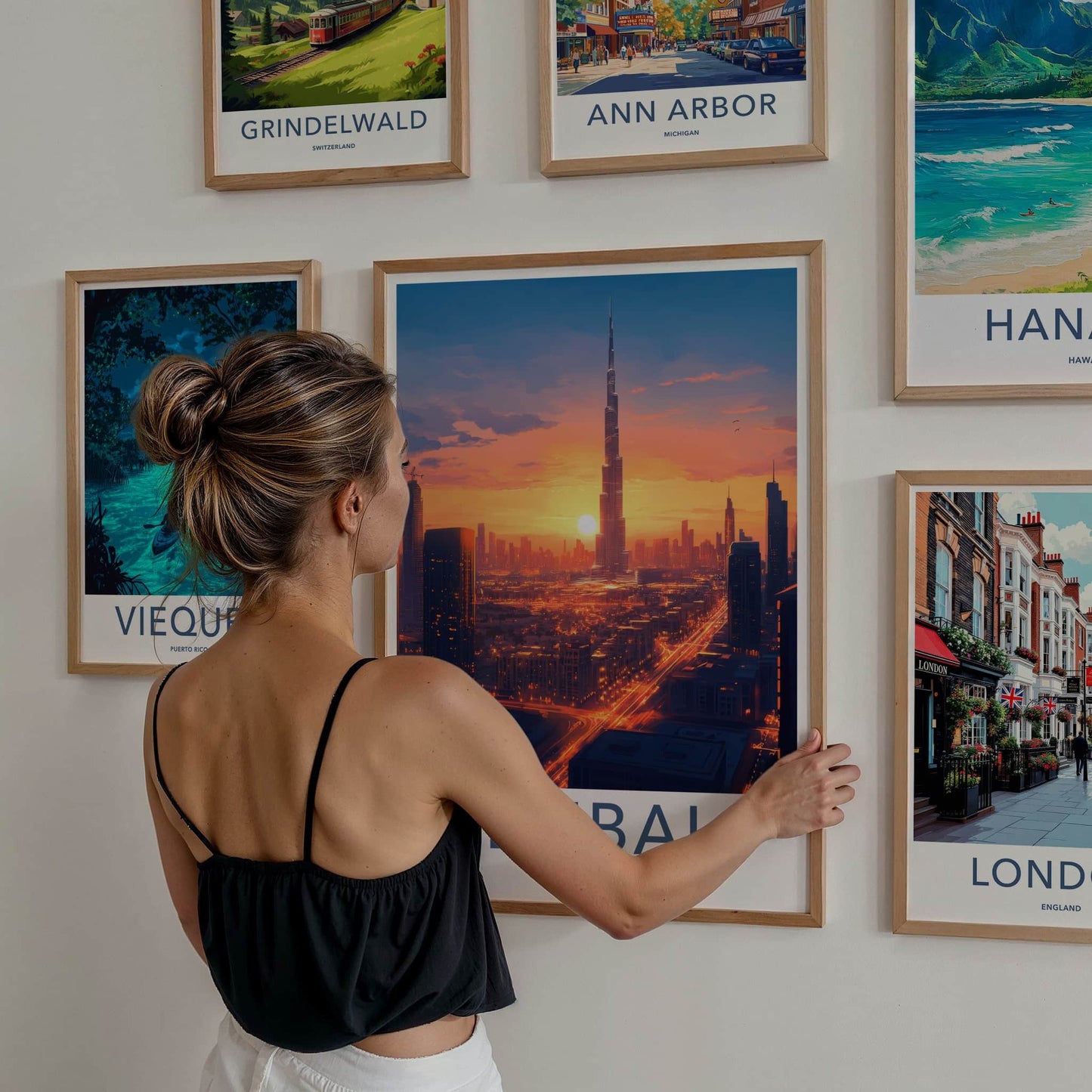 Dubai Poster - United Arab Emirates Travel Art - Sunset Cityscape View Home Decor