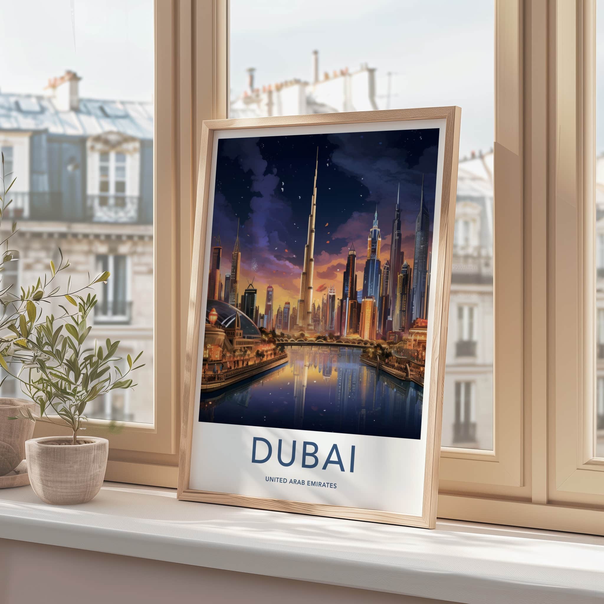 Dubai Poster - United Arab Emirates Travel Art - Urban Twilight Glow Home Decor