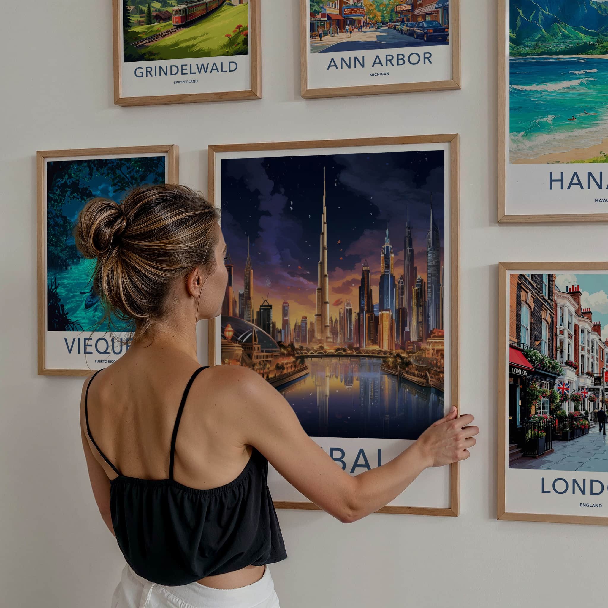 Dubai Poster - United Arab Emirates Travel Art - Urban Twilight Glow Home Decor