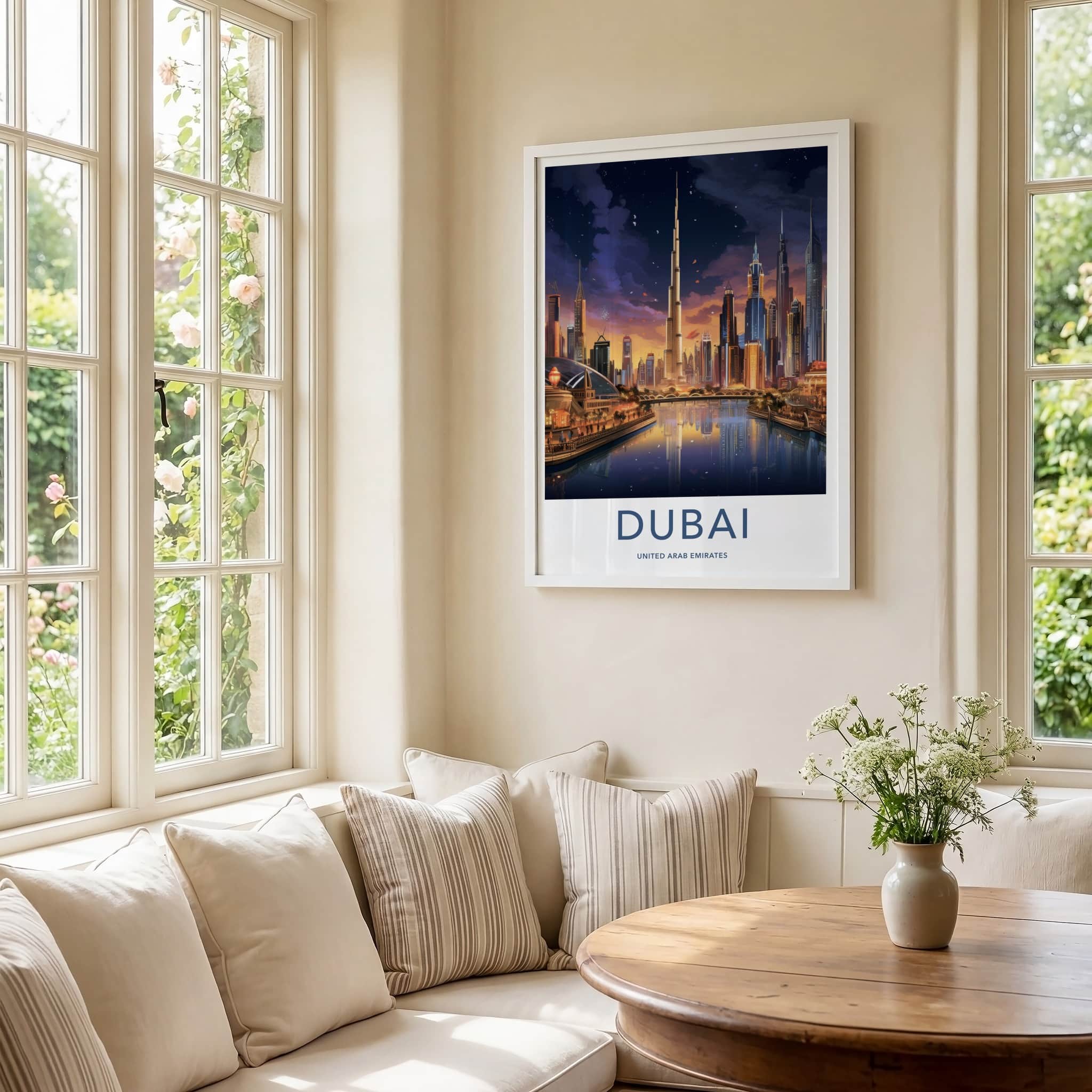 Dubai Poster - United Arab Emirates Travel Art - Urban Twilight Glow Home Decor