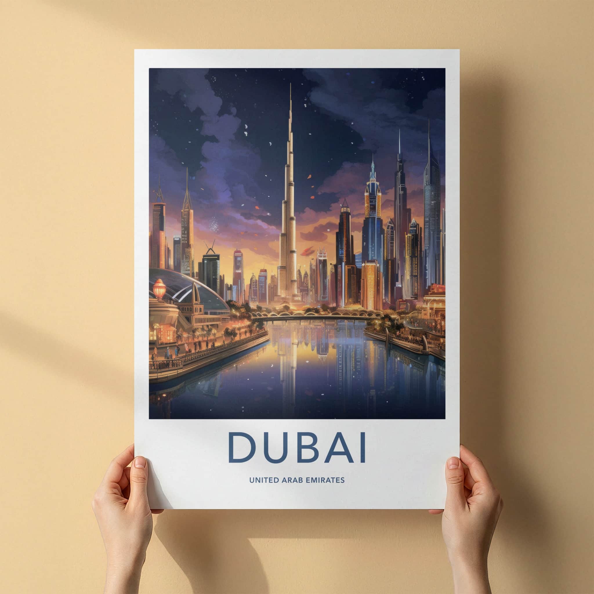 Dubai Poster - United Arab Emirates Travel Art - Urban Twilight Glow Home Decor
