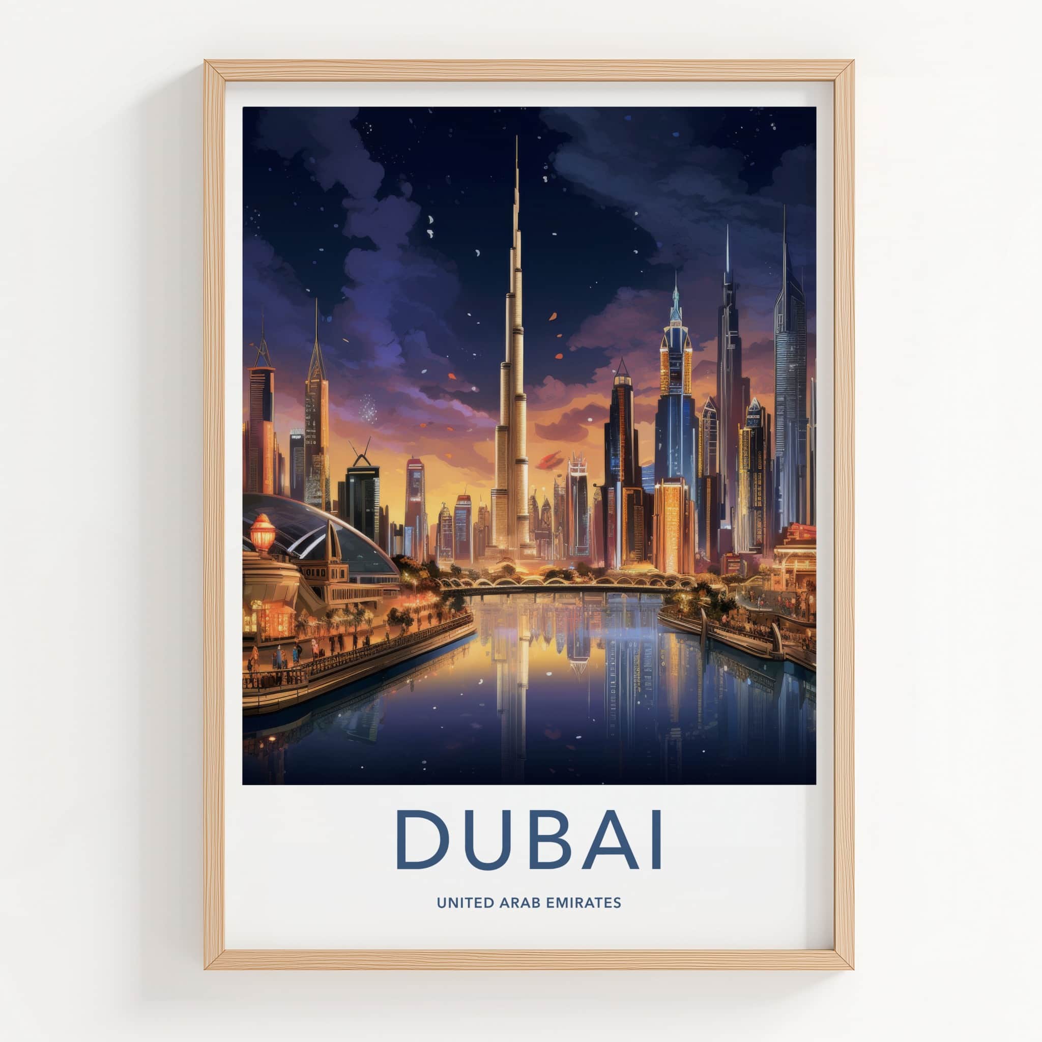 Dubai Poster - United Arab Emirates Travel Art - Urban Twilight Glow Home Decor