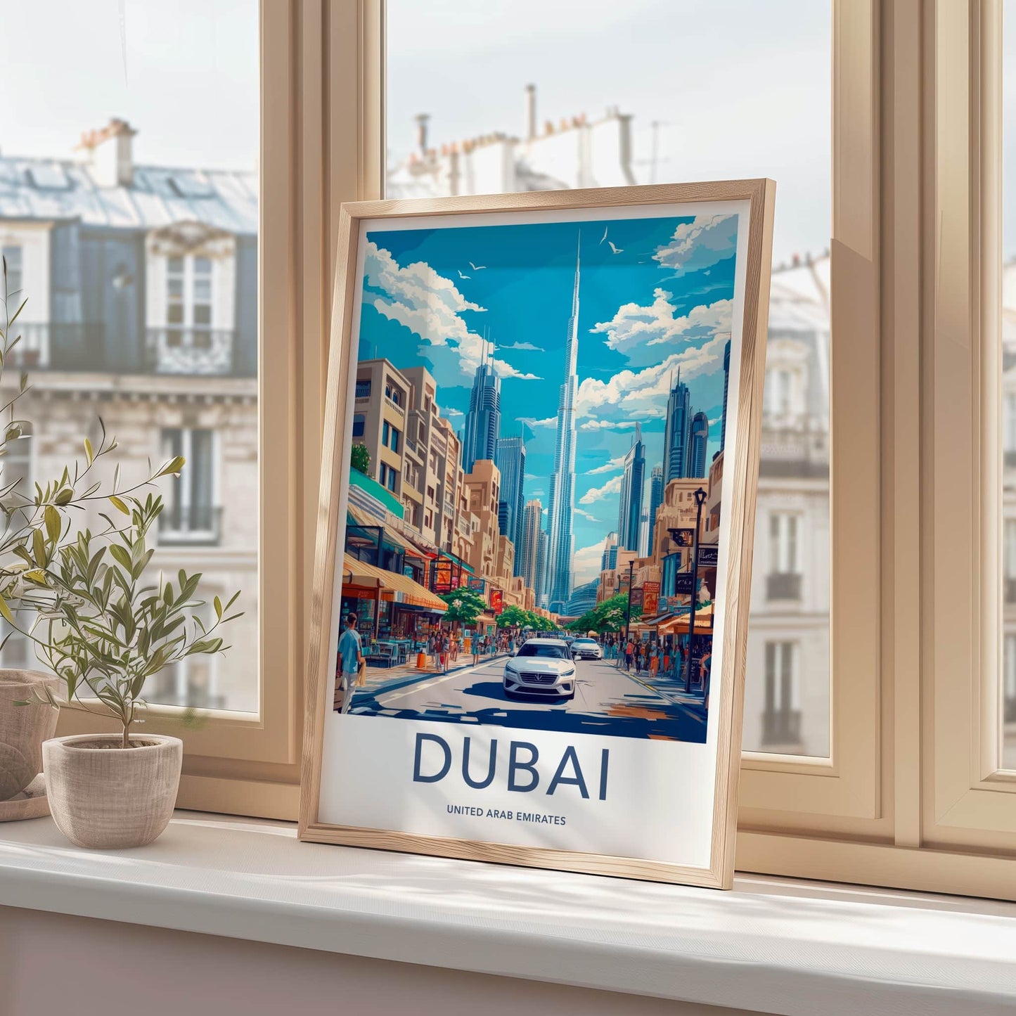 Dubai Poster - United Arab Emirates Travel Art - Vibrant Street Scene Home Decor