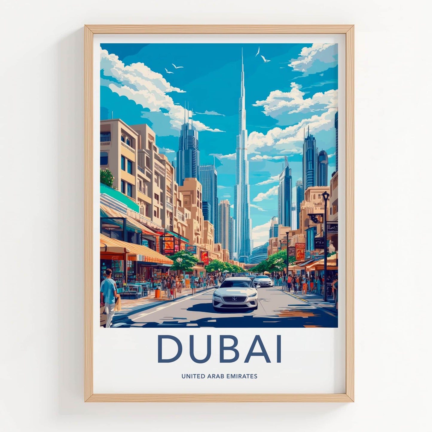 Dubai Poster - United Arab Emirates Travel Art - Vibrant Street Scene Home Decor