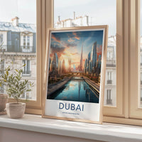 Dubai Poster - United Arab Emirates Wall Art - Modern City Waterway Gift