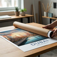Dubai Poster - United Arab Emirates Wall Art - Modern City Waterway Gift