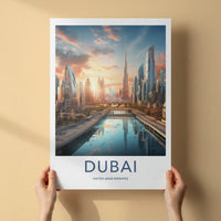 Dubai Poster - United Arab Emirates Wall Art - Modern City Waterway Gift