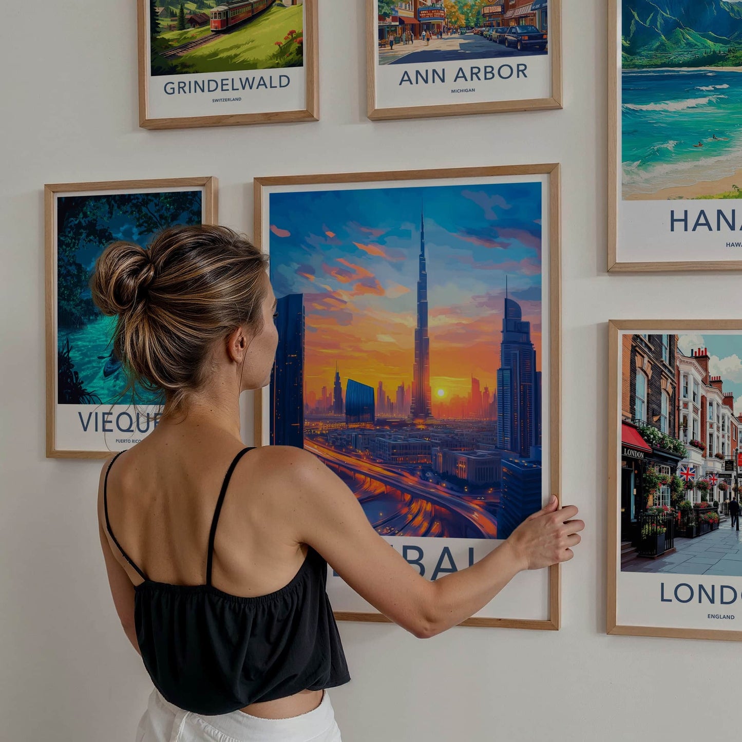 Dubai Poster - United Arab Emirates Wall Art - Vibrant City Sunset Gift