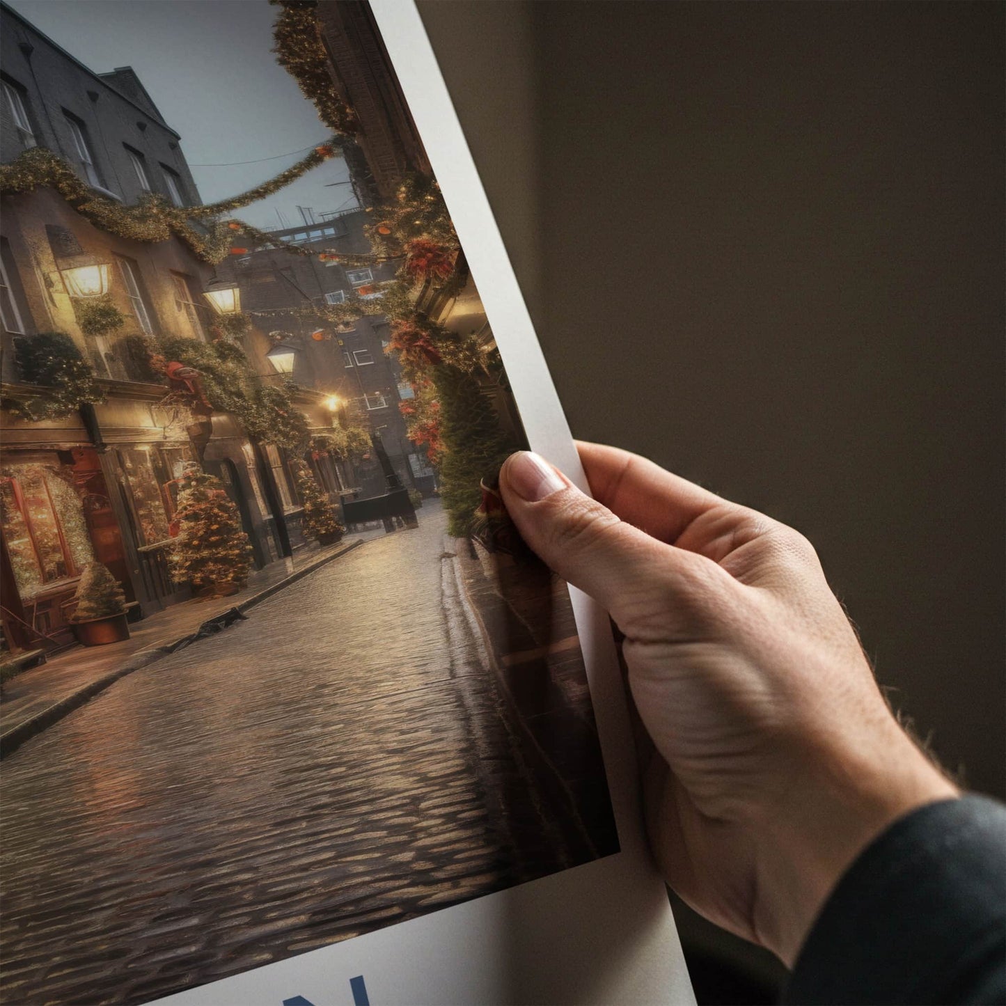 Dublin Poster - Ireland Travel Art - Festive Cobblestone Street Home Decor