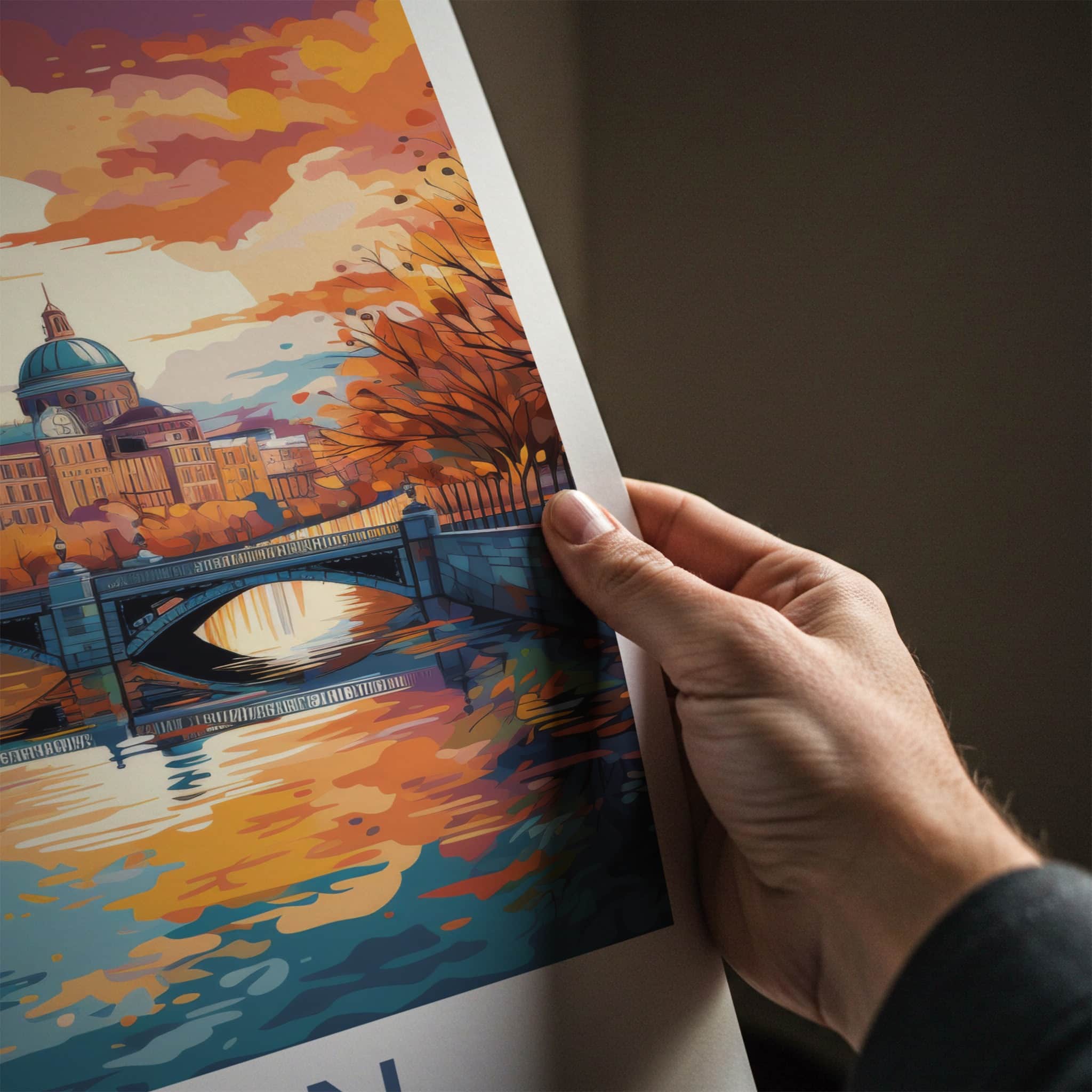 Dublin Poster - Ireland Travel Art - Vibrant Autumn City Wall Decor