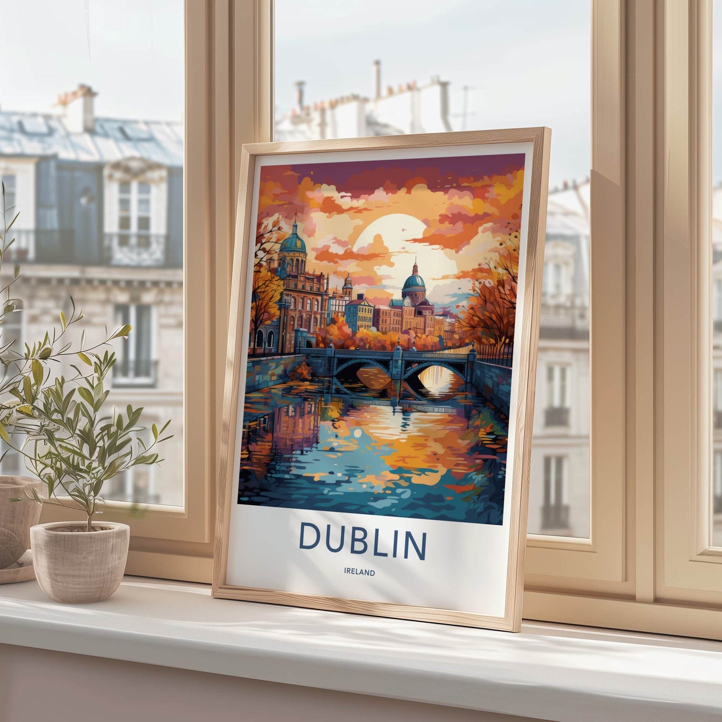 Dublin Poster - Ireland Travel Art - Vibrant Autumn City Wall Decor