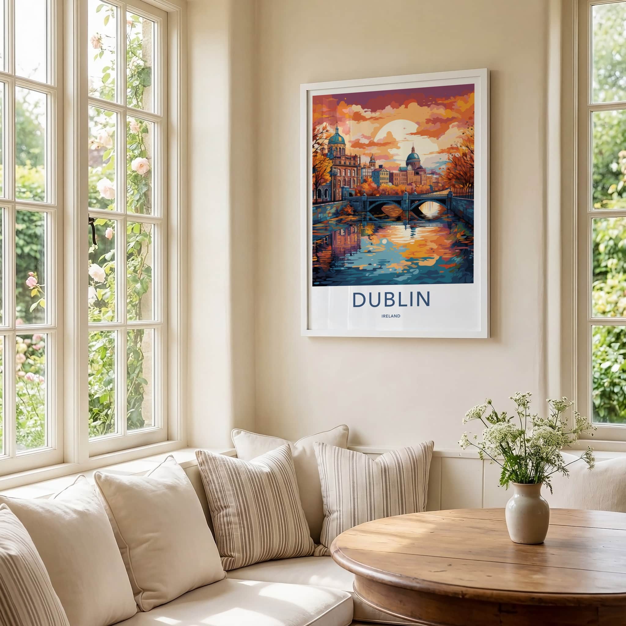 Dublin Poster - Ireland Travel Art - Vibrant Autumn City Wall Decor